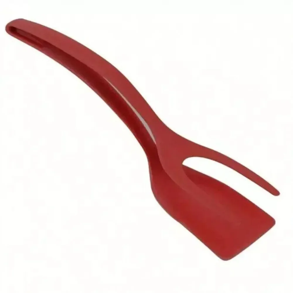3 Pack 2 in 1 RED Non Stick Grip Flip Fried Egg Tong Toast Bread Pancake Spatula